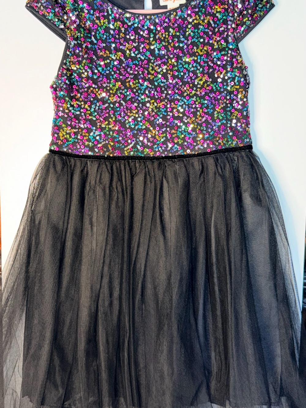 Cat & Jack Girls Black SEQUINS Tulle Formal Dress Size M (7-8)